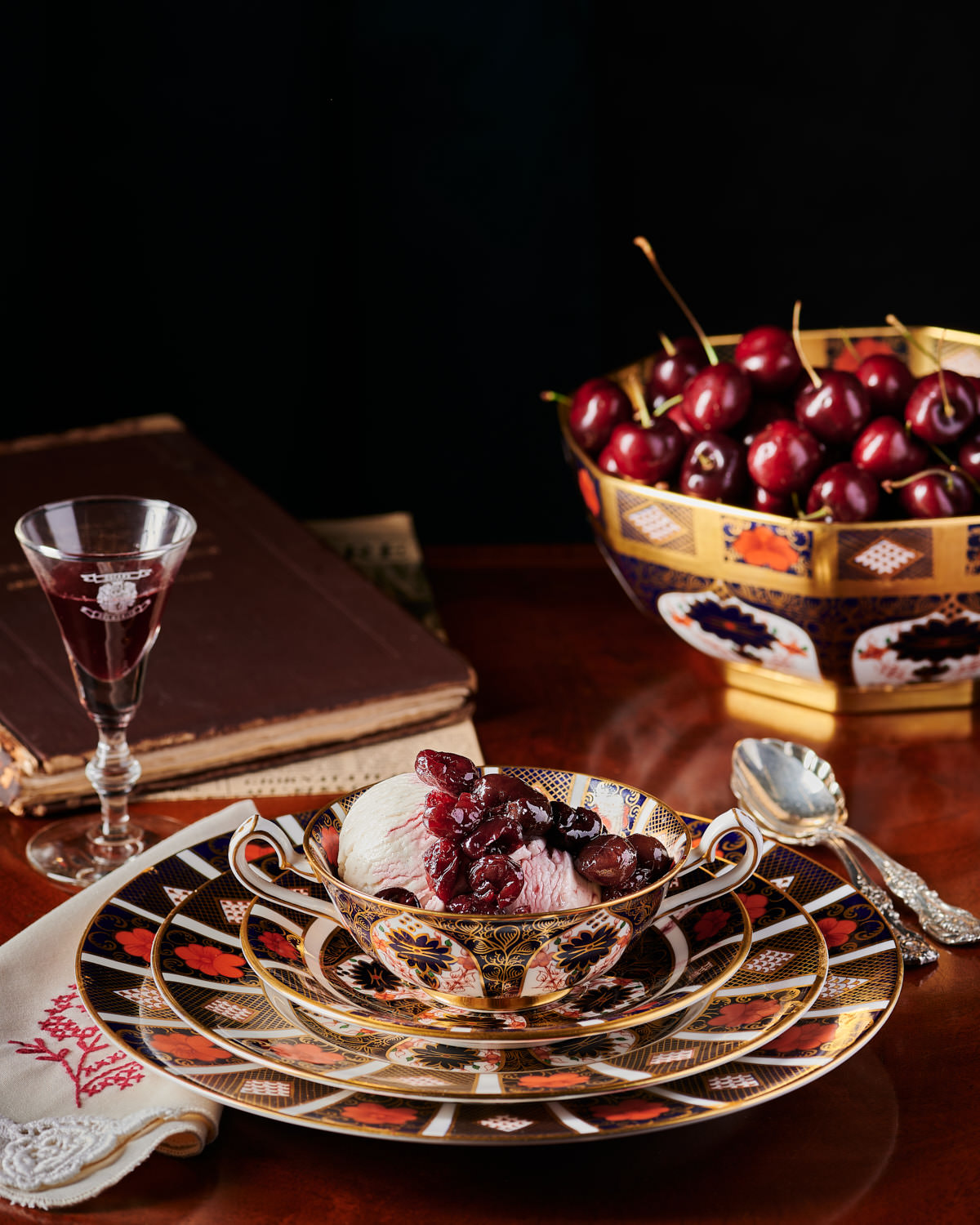Editorial Cookbook Food Photography of Cherries Jubilee