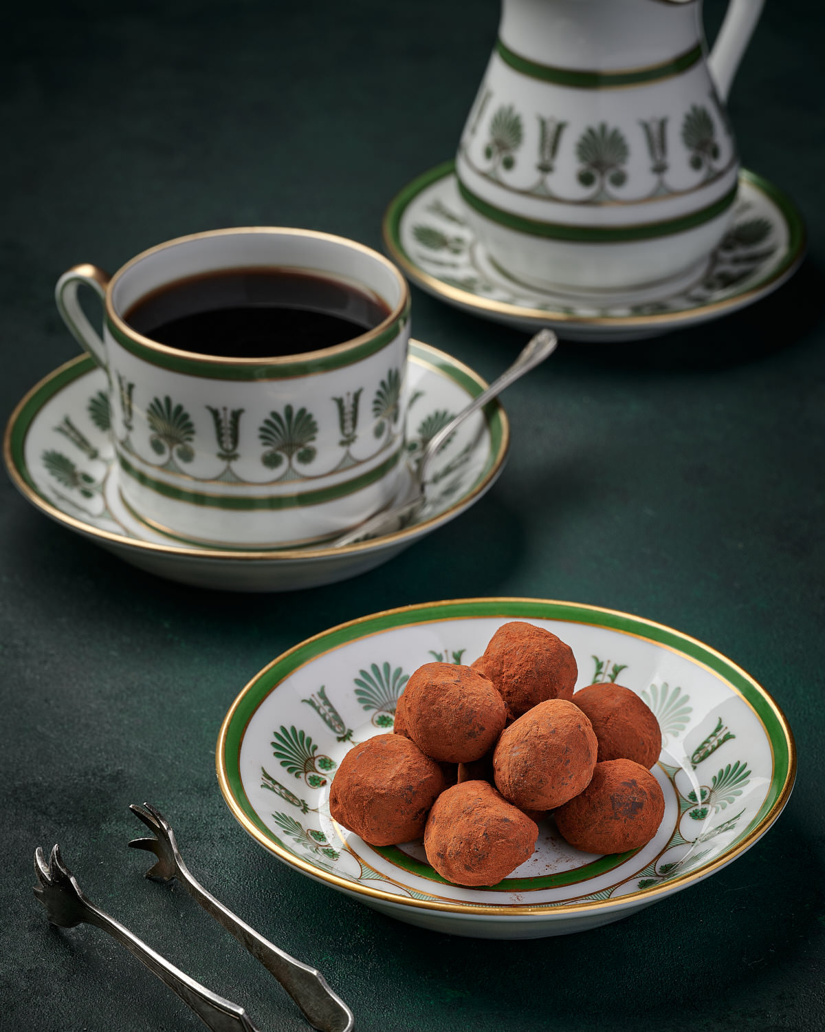 Editorial Cookbook Food Photography of Vodka Truffles and coffee