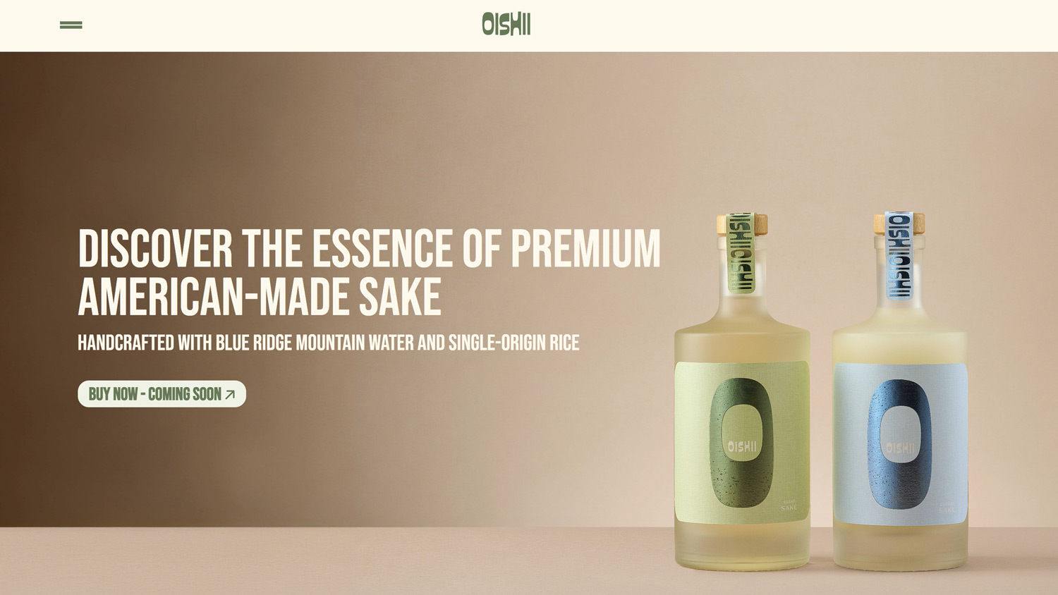 Oishi sake website photograph