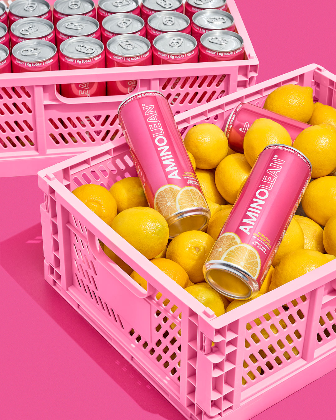 Pink lemonade energy drink product shot